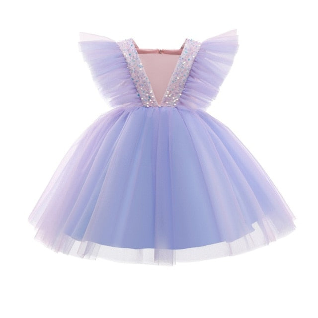 Princess Dress Sequin Party Chidlren Clothes Flower Girls Wedding Evening Lace Ball Gown Elegant Kids Dresses for Girl