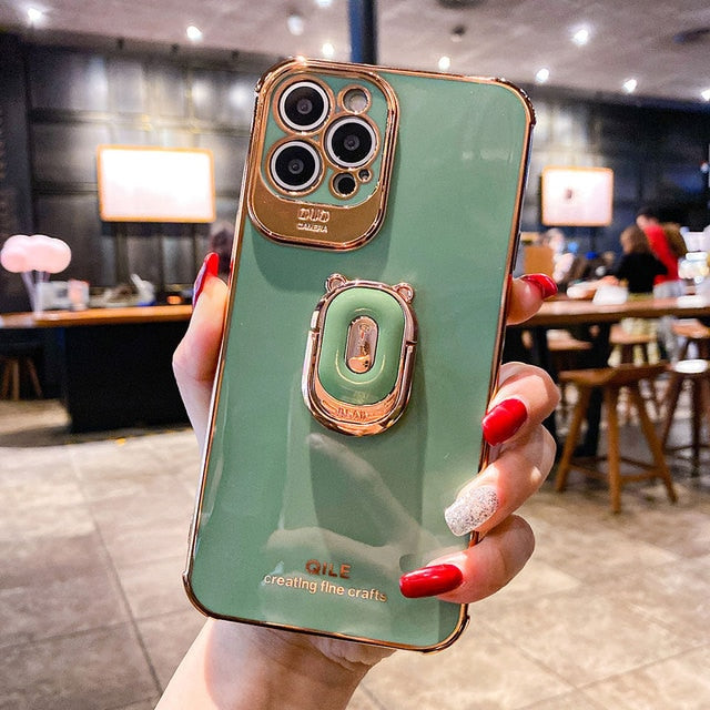 Luxury electroplating phone case for iphone 13 12 Pro MAX 11 Pro XS XR X SE 6 7 8 plus 12Mini Phone Holder Ring Grip Case