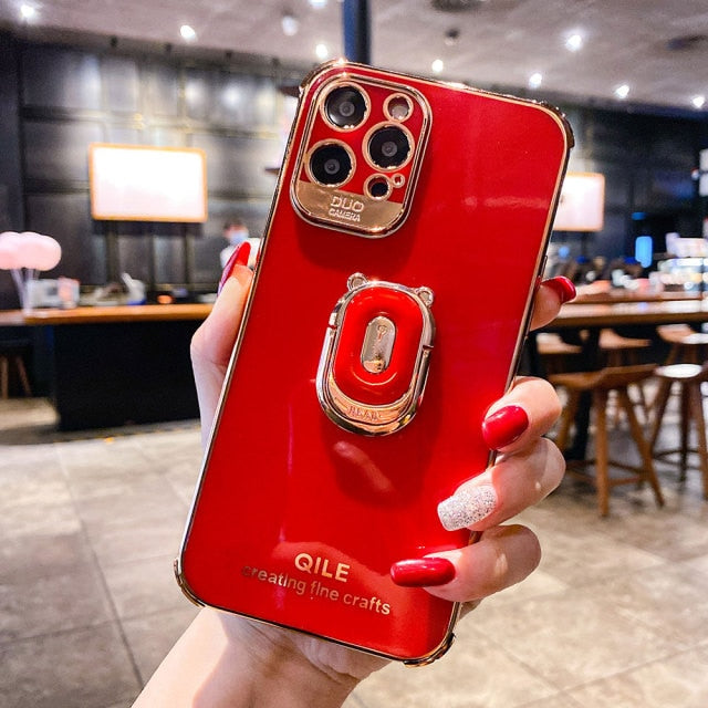 Luxury electroplating phone case for iphone 13 12 Pro MAX 11 Pro XS XR X SE 6 7 8 plus 12Mini Phone Holder Ring Grip Case