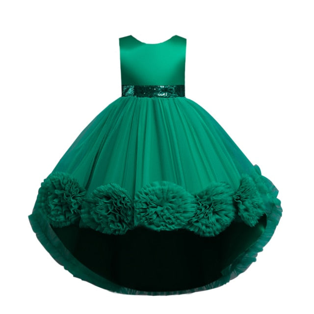 Dress Child Girl Knee Length Mesh Flower Gown for Girls Trailing Baby Girl Birthday Dresses