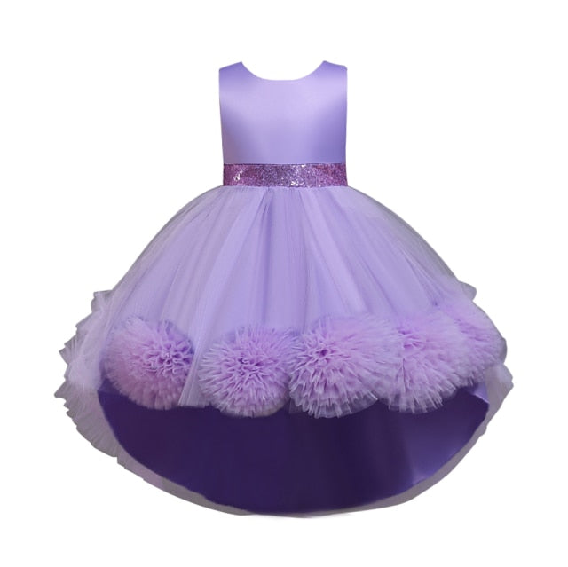 Dress Child Girl Knee Length Mesh Flower Gown for Girls Trailing Baby Girl Birthday Dresses