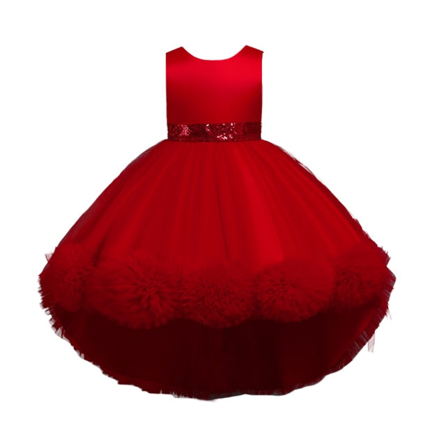 Dress Child Girl Knee Length Mesh Flower Gown for Girls Trailing Baby Girl Birthday Dresses