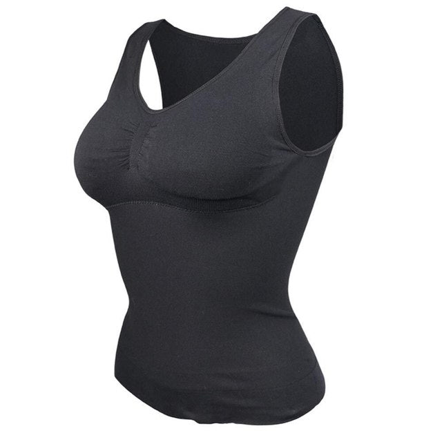 Women Shapewear Padded Tummy Control Tank Top Slimming Camisole Removable Body Shaping Compression Vest Corset