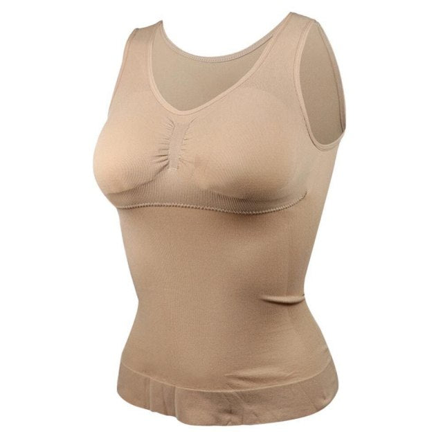 Women Shapewear Padded Tummy Control Tank Top Slimming Camisole Removable Body Shaping Compression Vest Corset