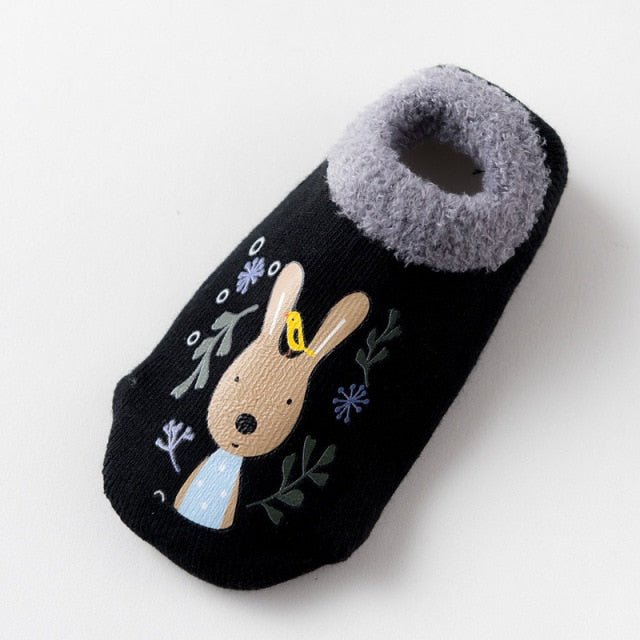 Cotton Baby Boys Girls Socks Rubber Slip-resistant Floor Socks Cartoon Infant Kids Animal Socks Winter Autumn Thicken Warm Shoes