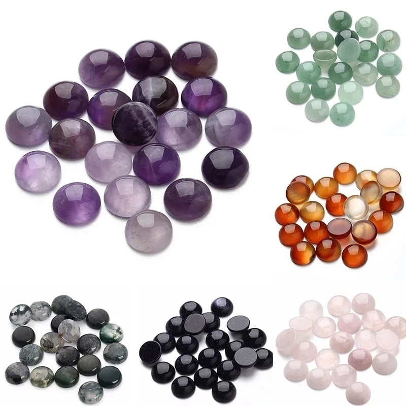 Purple Amethysts Natural Stone Beads Round Loose Beads Cabochon Cameo Pendants Base Tray For Jewelry