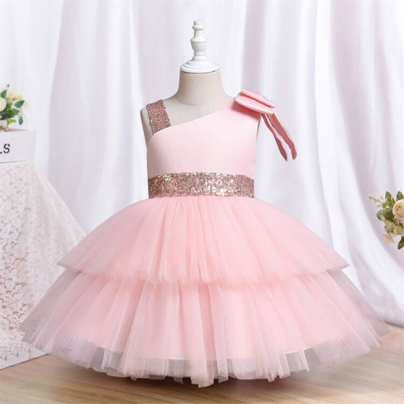 Summer Baby Dress Girl Beading 1st Birthday Dress For Baby Girl Dress Elegant Princess Dresses Infant Party Christening Gown