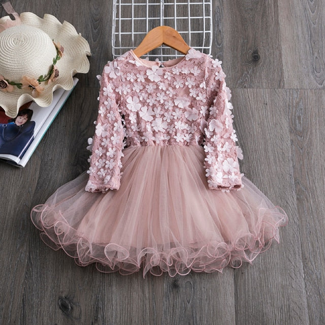 Princess New Year Dress Birthday Party Costume Children Tulle Fabrics Elegant Wedding Gown