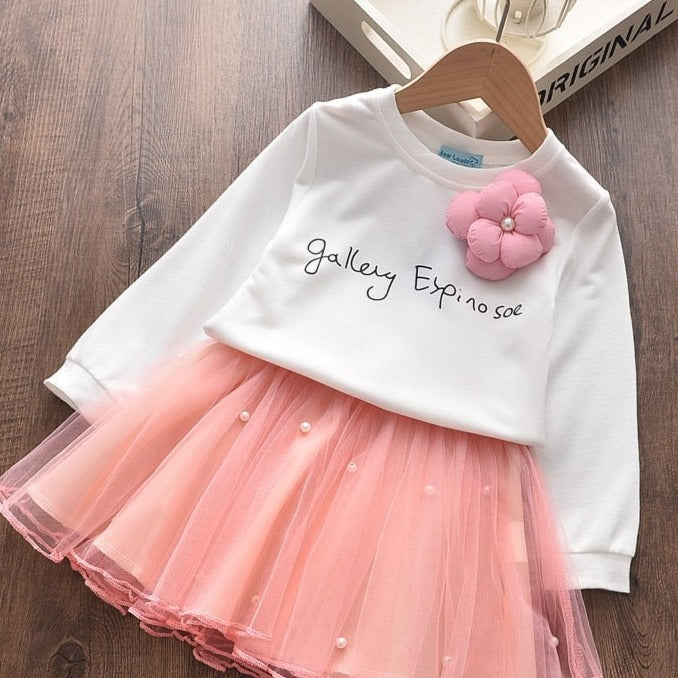 New Girls Dress Autumn Spring Cute Mesh Long Sleeve Princess Dress for Girl Kids Party Dress