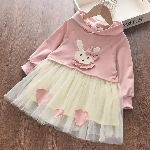 New Girls Dress Autumn Spring Cute Mesh Long Sleeve Princess Dress for Girl Kids Party Dress