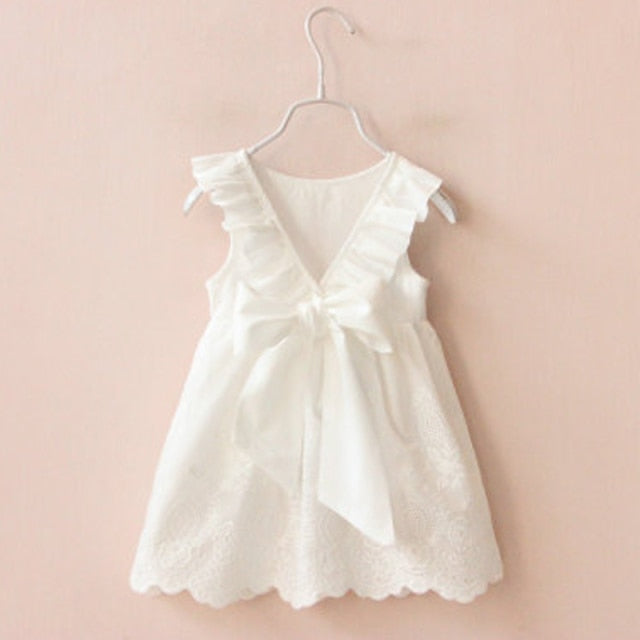 Dresses Summer Cotton Embroidered Hollow Dress Baby Kids Clothing Cute Ruffled Round Neck Vest Dress