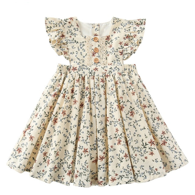 Dresses Summer Cotton Embroidered Hollow Dress Baby Kids Clothing Cute Ruffled Round Neck Vest Dress