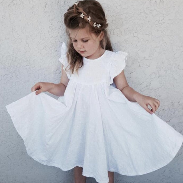 Dresses Summer Cotton Embroidered Hollow Dress Baby Kids Clothing Cute Ruffled Round Neck Vest Dress