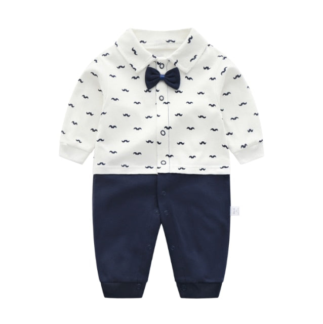 Fall Long Sleeves Bowtie Style Bebe Clothes Little Gentle Man Penguin Infant Babe Jumpsuits