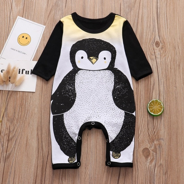 Fall Long Sleeves Bowtie Style Bebe Clothes Little Gentle Man Penguin Infant Babe Jumpsuits