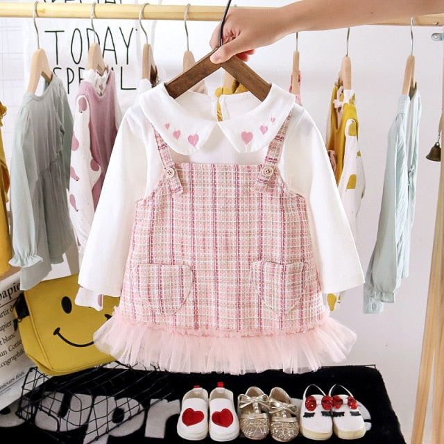 Baby Girl Dress Spring Baby Girl Princess Clothes Cute Girls Long Sleeve T-shirt Tops Cartoon Giraffe Dress 2pcs Suit