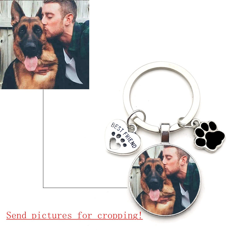 Custom DIY Dog Photo Keychain I Love Dog Glass Crystal Pendant Mini Heart Keychain Car Key Man and Girl Favorite Gift Souvenir