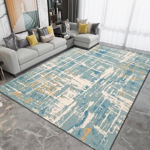 Geometric Carpet for Living Room Velvet Rug Kids Bedroom Bedside Rugs Soft Square Fluffy Carpets Home Sofa Table Decor Mat