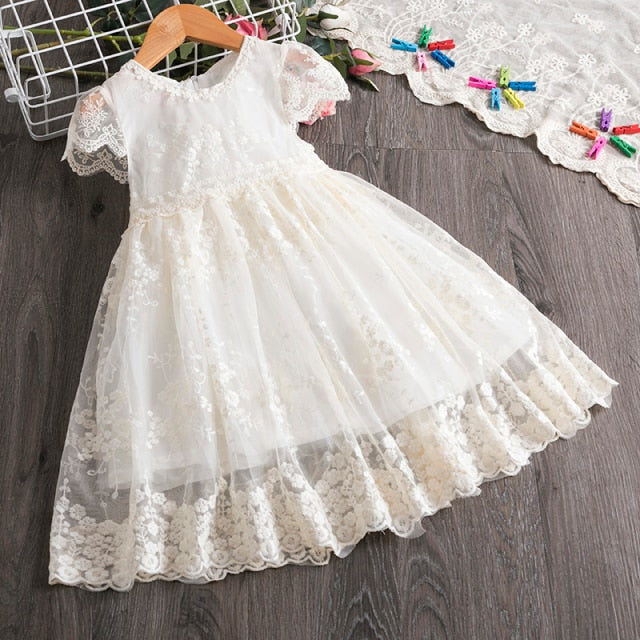 Girls Short Sleeve Dress Sequined Party Costume Fairy Summer Puffy Dress Rainbow Children Clothing