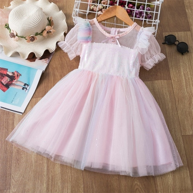 Vestidos Girls Winter Dress 2021 Brand Backless Teenage Party Unicorn Princess Dress Children Costume for Kids Clothes Pink 3-8T