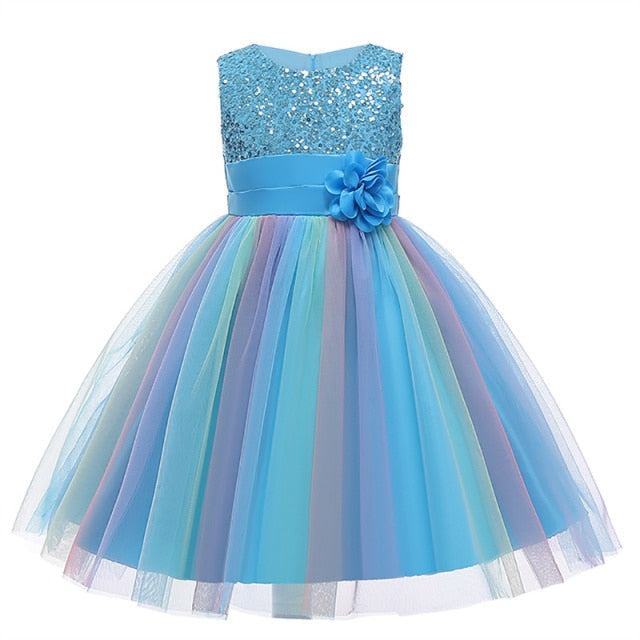 Summer Dress for Children Flower Girls Dress Party Wedding Dress Elegent Princess Vestidos 2 4 6 8 10 12 Years