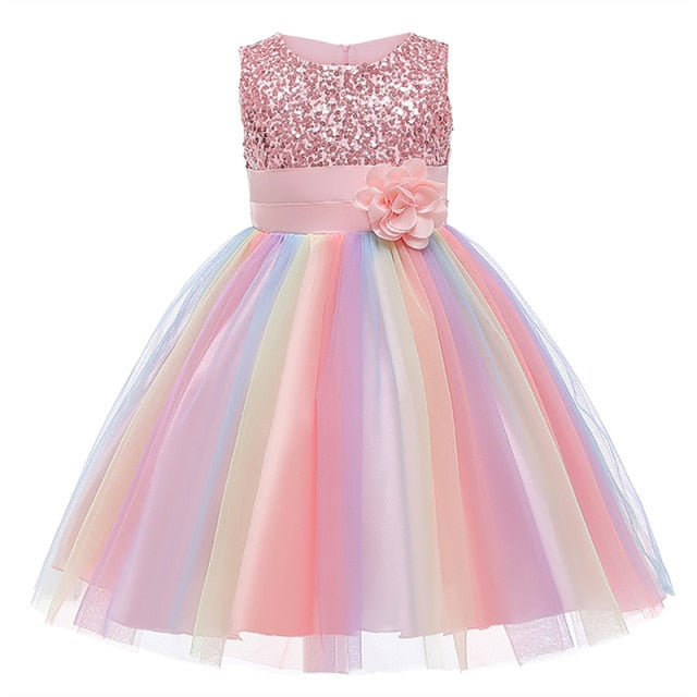 Summer Dress for Children Flower Girls Dress Party Wedding Dress Elegent Princess Vestidos 2 4 6 8 10 12 Years