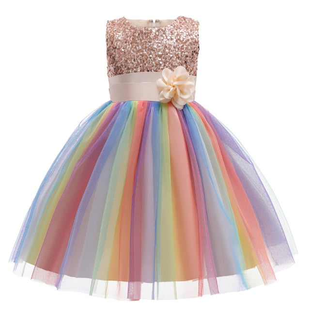 Summer Dress for Children Flower Girls Dress Party Wedding Dress Elegent Princess Vestidos 2 4 6 8 10 12 Years