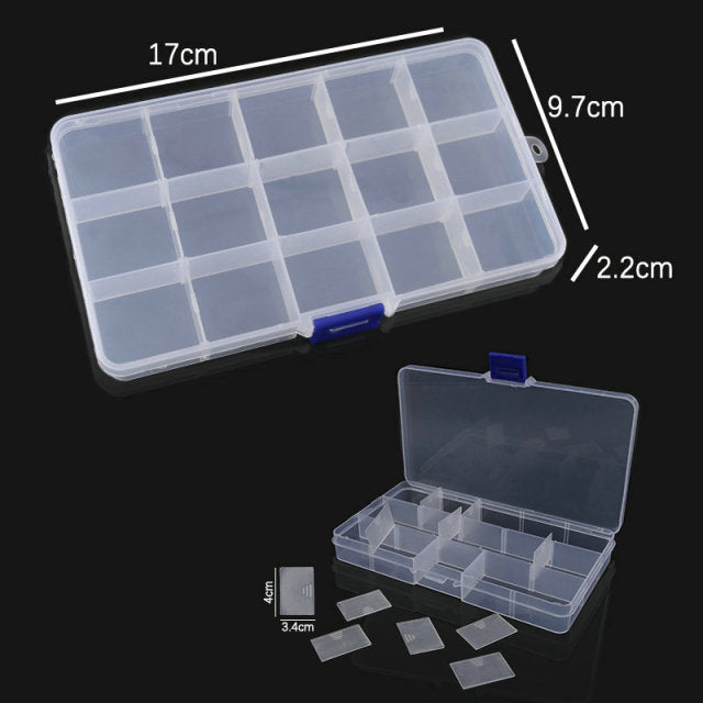 Transparent Plastic Storage Jewelry Box Compartment Adjustable Container For Beads Earring Box For Jewelry Rectangle Box Case