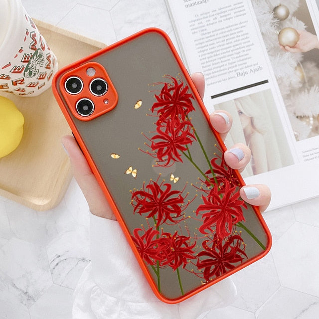 Hand Painted Phone Case For iphone X XS MAX XR Flower Cover Hard Shockproof Case For iPhone 6s 7 8 Plus SE 2 13 12 11 pro MAX