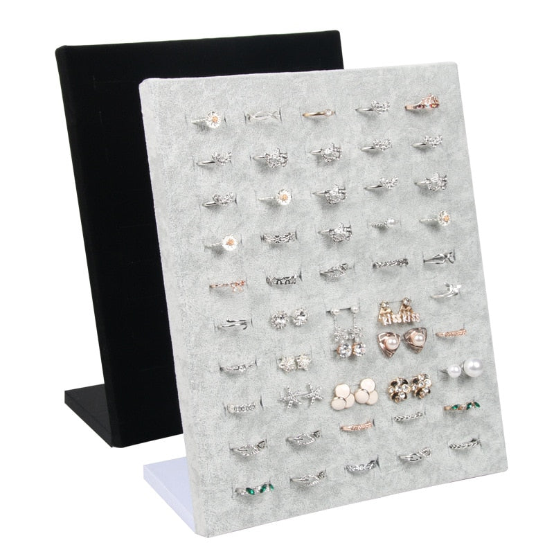 Black/Gray Velvet display Case Jewelry Ring Displays Stand Board Holder Storage Box Plate Organizer 20*10*23CM