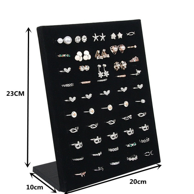 Black/Gray Velvet display Case Jewelry Ring Displays Stand Board Holder Storage Box Plate Organizer 20*10*23CM