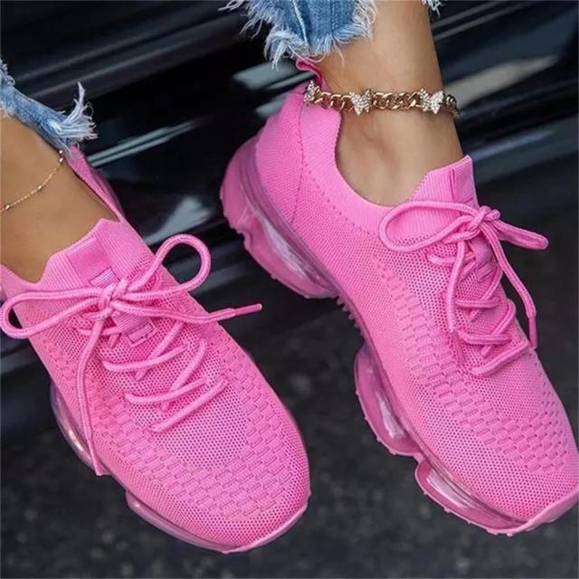 Mix Colors Stretch Fabric Ladies Lace Up Casual Vulcanized Shoes Sports Shoes
