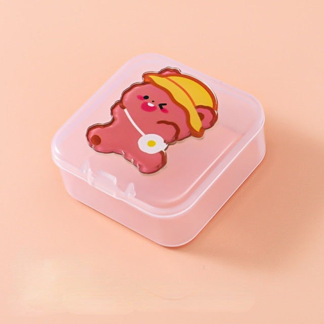 Cartoon Mini Transparent Jewelry Boxes Simple Fresh Girl Ring Necklace Storage Box Organizer Cute Portable Jewelry Organizer