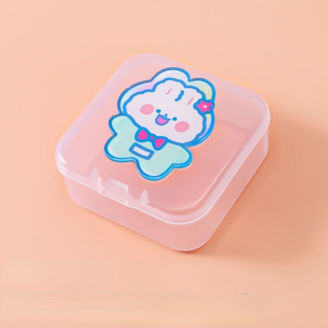 Cartoon Mini Transparent Jewelry Boxes Simple Fresh Girl Ring Necklace Storage Box Organizer Cute Portable Jewelry Organizer