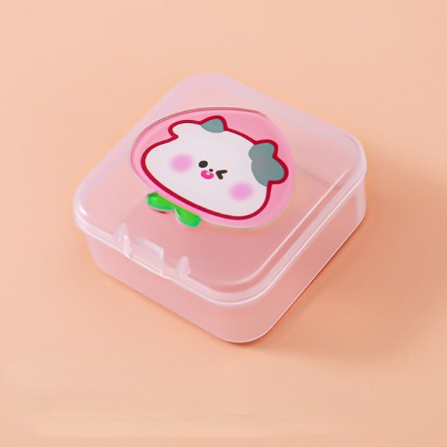 Cartoon Mini Transparent Jewelry Boxes Simple Fresh Girl Ring Necklace Storage Box Organizer Cute Portable Jewelry Organizer