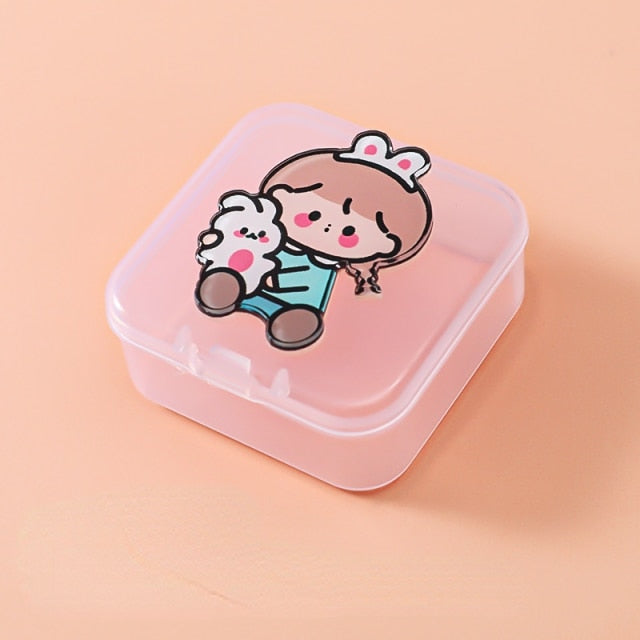 Cartoon Mini Transparent Jewelry Boxes Simple Fresh Girl Ring Necklace Storage Box Organizer Cute Portable Jewelry Organizer