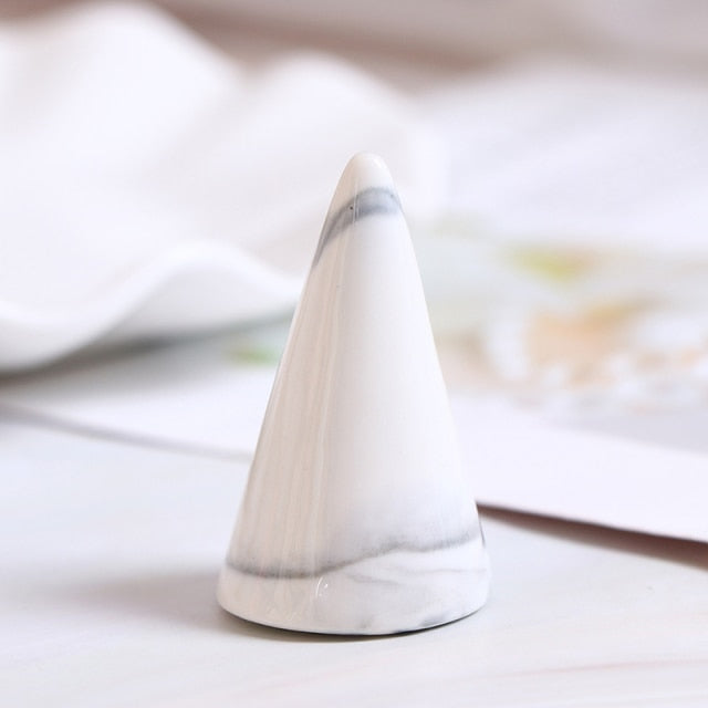 Ceramic Finger Cone Ring Holder Marble Decor Display Stand Tray Jewelry