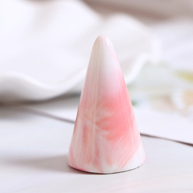 Ceramic Finger Cone Ring Holder Marble Decor Display Stand Tray Jewelry