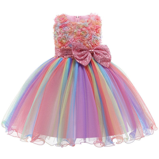 Summer Dress for Children Flower Girls Dress Party Wedding Dress Elegent Princess Vestidos 2 4 6 8 10 12 Years