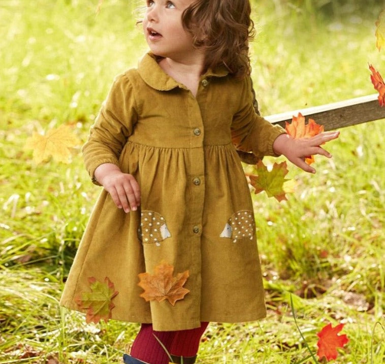 Frocks for Kids Brand Spring Baby Girls Clothes Cotton Hedgehog Applique Shirtdress Toddler Dresses