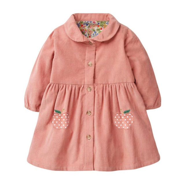 Frocks for Kids Brand Spring Baby Girls Clothes Cotton Hedgehog Applique Shirtdress Toddler Dresses