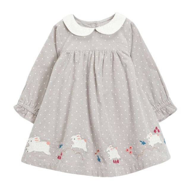 Frocks for Kids Brand Spring Baby Girls Clothes Cotton Hedgehog Applique Shirtdress Toddler Dresses