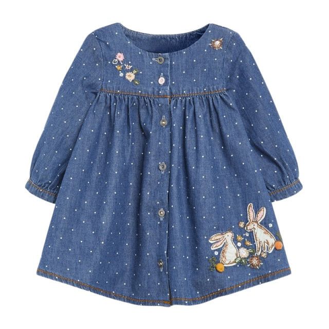 Frocks for Kids Brand Spring Baby Girls Clothes Cotton Hedgehog Applique Shirtdress Toddler Dresses