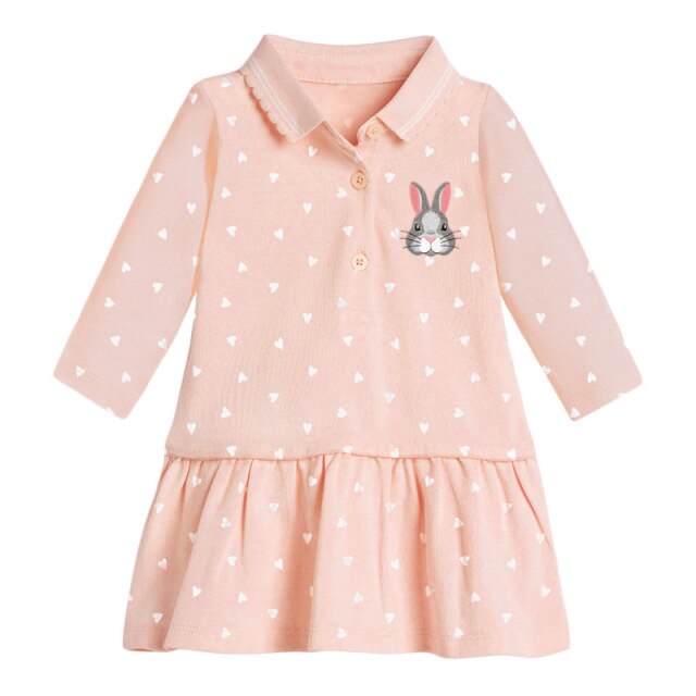 Frocks for Kids Brand Spring Baby Girls Clothes Cotton Hedgehog Applique Shirtdress Toddler Dresses