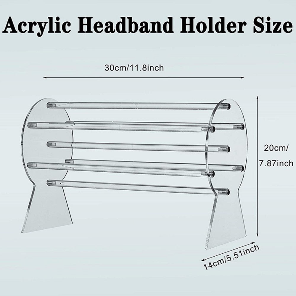 Acrylic Clear Headband Holder Organizer Hair Accessory Jewelry Organizer For Chains Bracelets Necklaces Storage Shelf JU0277