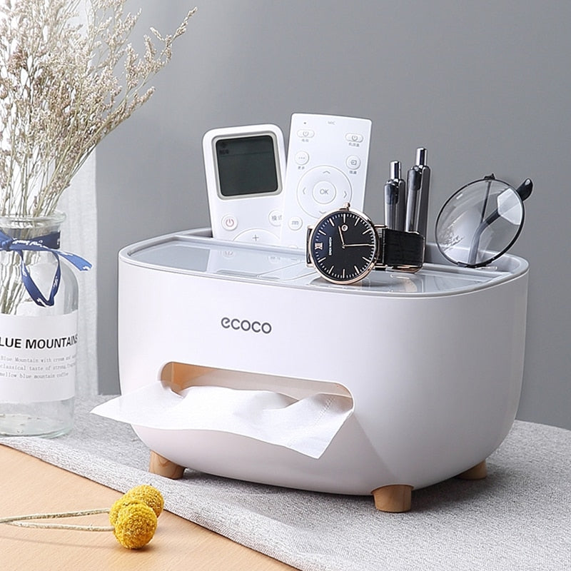 Tissue Storage Box Napkin Holder Multifunctional Sundries Storage Ontainer Living Room Stationery Organizer Box for Home Office