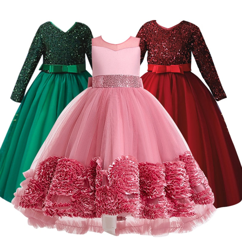 Carnival Children Princess Gown Bridesmaid Clothing Wedding Party Long Dresses For Girls Costume