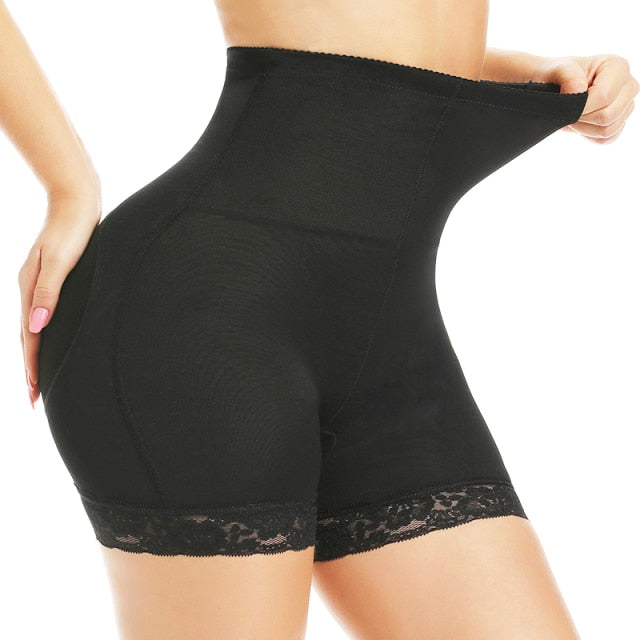 Women High Waist Lace Butt Lifter Body Shaper Tummy Control Panties Boyshort Pad Shorts Hip Enhancer Shapewear