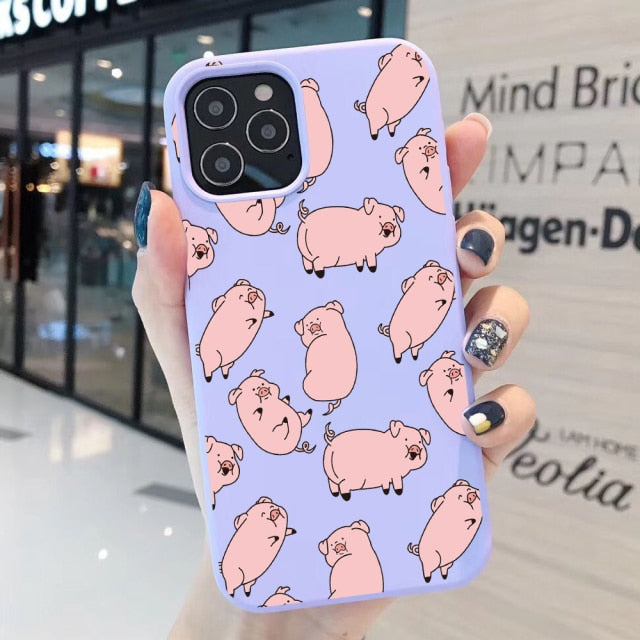 New Year Gift Cartoon Silicone Phone Case for iPhone 12 13 Pro Max 6 XR XS Soft TPU Candy Cases for iPhone 11 7 8 Plus SE2 Cover