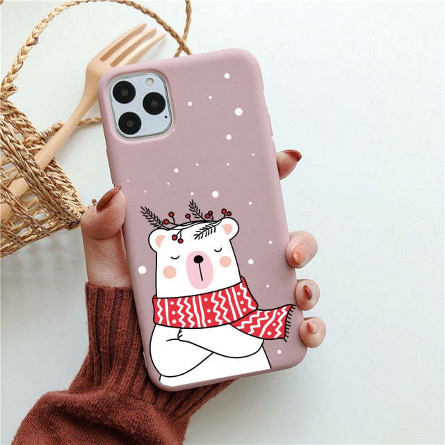 New Year Gift Cartoon Silicone Phone Case for iPhone 12 13 Pro Max 6 XR XS Soft TPU Candy Cases for iPhone 11 7 8 Plus SE2 Cover